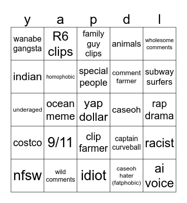 instareals Bingo Card