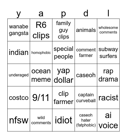 instareals Bingo Card