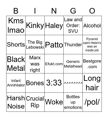 Tussel.bones bingo Card