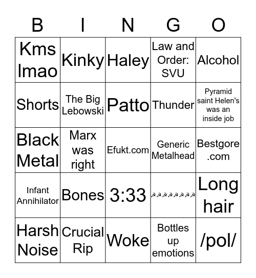 Tussel.bones bingo Card