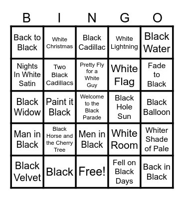 Black and White Round Bingo Card