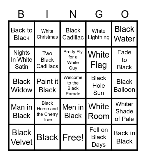 Black and White Round Bingo Card