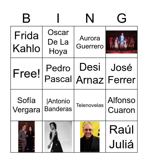Latino/a In Entertainment Bingo Card