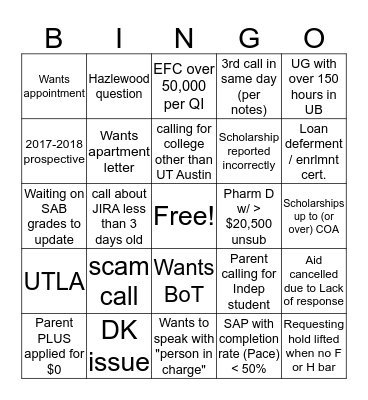 Summer Peer Counselor Bingo Card
