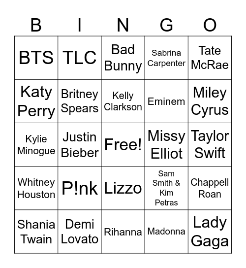 Award Shows Bingo Card