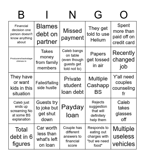 Debt Bingo Card