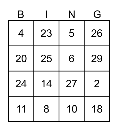 QUINGO MUSICAL Bingo Card