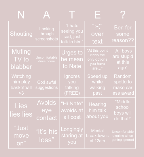 Who’s gonna make me kms?!?!! Bingo Card