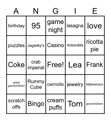 Happy 95th Birthday, Angie! Bingo Card