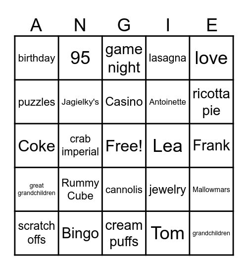 Happy 95th Birthday, Angie! Bingo Card