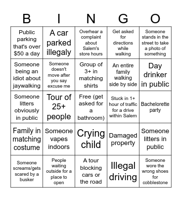 The Angry Local BINGO Card