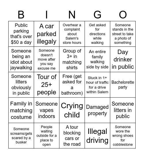 The Angry Local BINGO Card