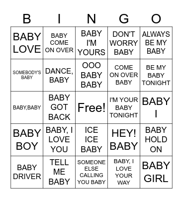 BABY Bingo Card