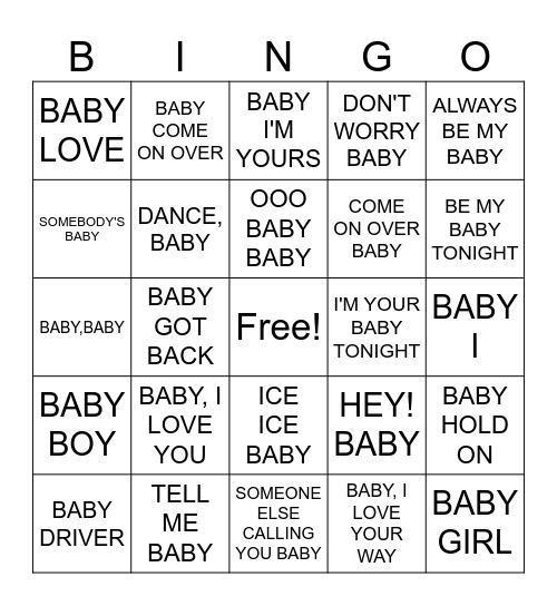 BABY Bingo Card