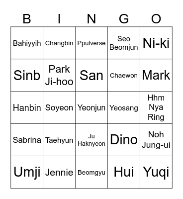 Yeonjun's Birthday Party Bingo Card
