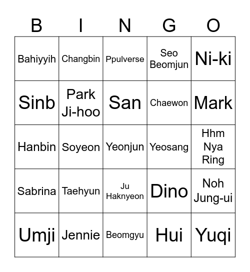 Yeonjun's Birthday Party Bingo Card