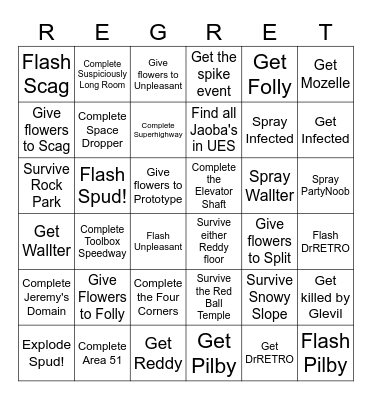 Regretevator Bingo Card