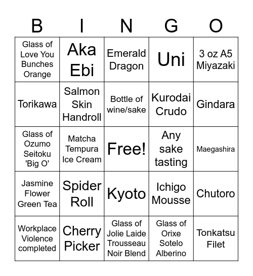 Ozumo BINGO Card