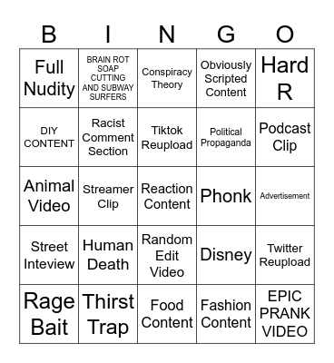 Instagram Reels Bingo Night Bingo Card