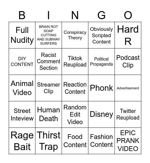 Instagram Reels Bingo Night Bingo Card