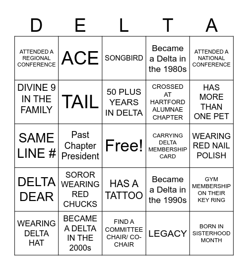 SISTERHOOD MONTH Bingo Card