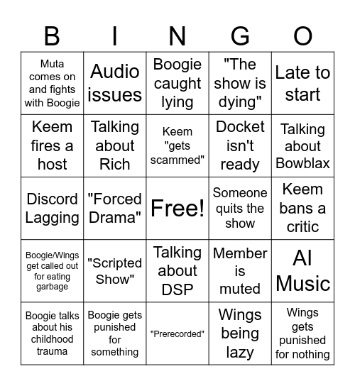 LolcowLive Bingo Card