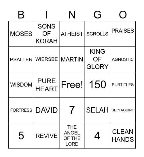 BOOK OF PSALMS Bingo Card