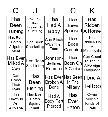Find Someone Who... Bingo Card