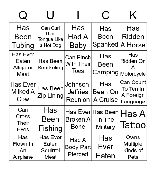 Find Someone Who... Bingo Card