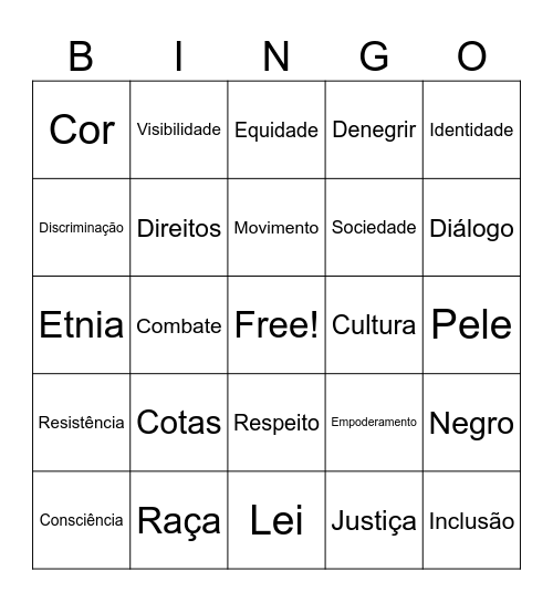 Combate ao racismo Bingo Card