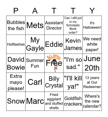 Patty Bingo Card
