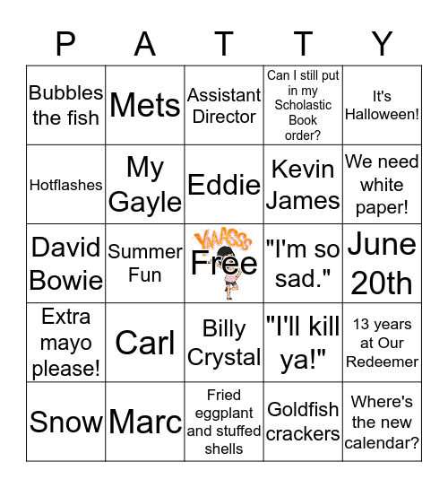 Patty Bingo Card