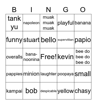 ****MINIONS**** Bingo Card