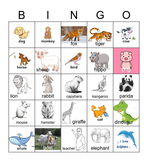 Animal's Bingo! Bingo Card