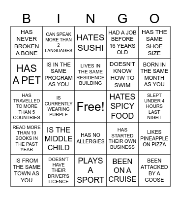 W5 AGM Bingo Card