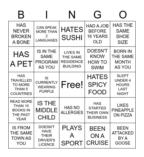 W5 AGM Bingo Card