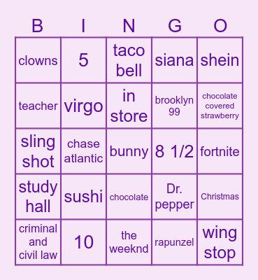 Birthday bingo Card