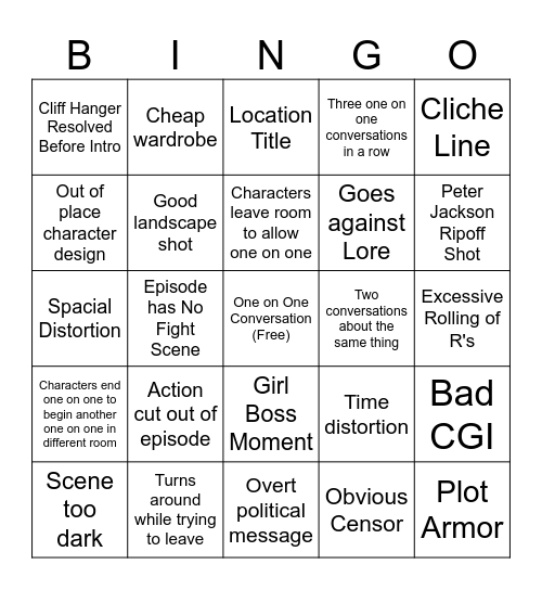 Bings of Power Bingo Card