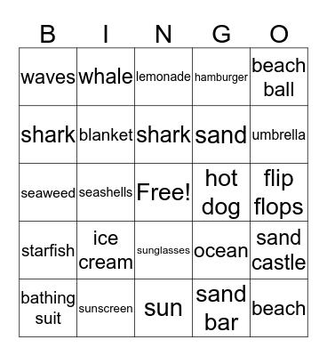 Beach Bingo! Bingo Card