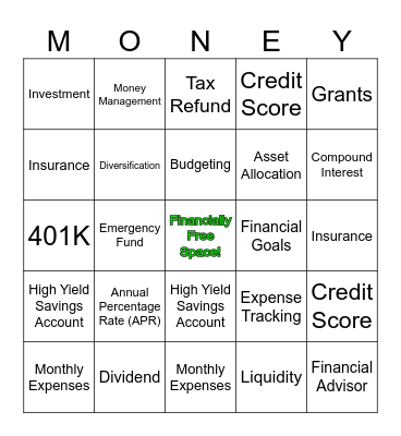 Money Bingo Card