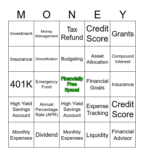 Money Bingo Card