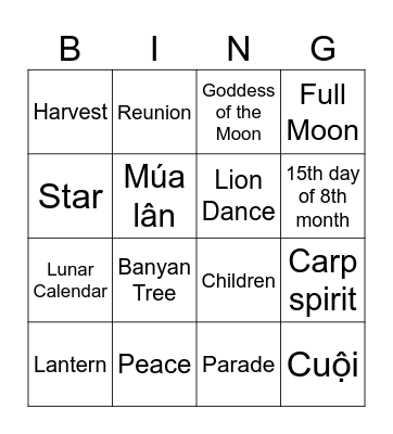 Mid-Autumn Festival 2024 Bingo Card