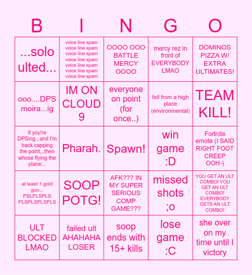 soopie poopie's spectacular dps comp bingo special eleganza Bingo Card