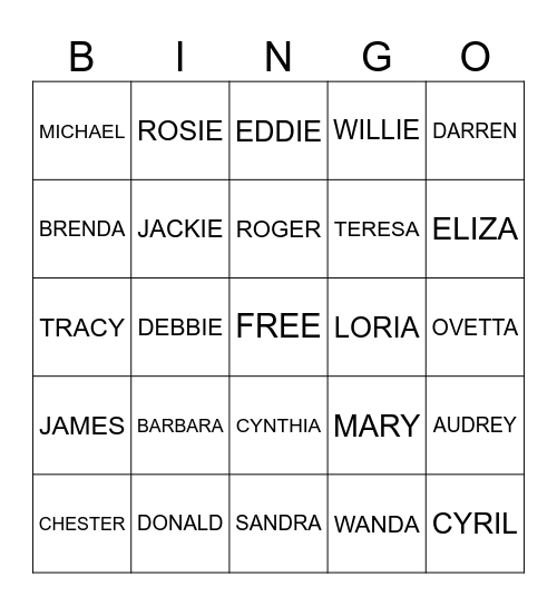 Paramount High Class of 1984 Bingo Card