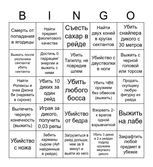 Тырков Bingo Card