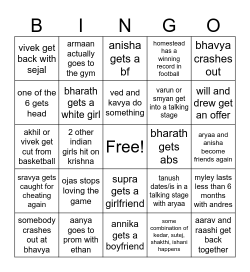 wait i'm goated Bingo Card