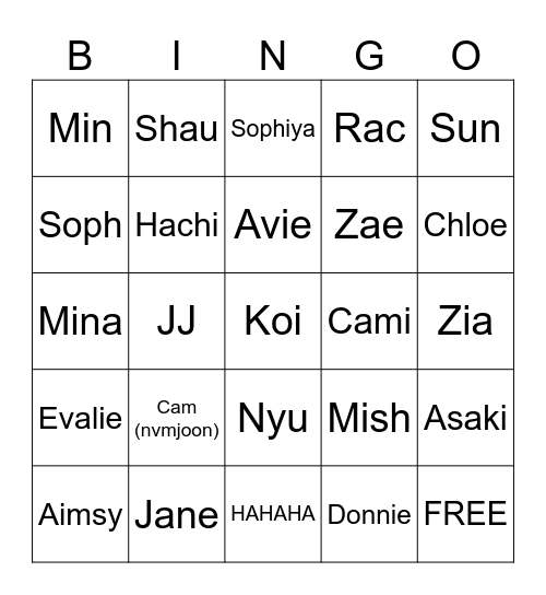 Bingo (Sakura Staff Edition.) Bingo Card