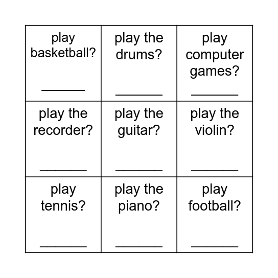 CAN YOU... Bingo Card