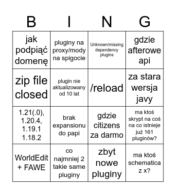 Pomoc Bingo Card