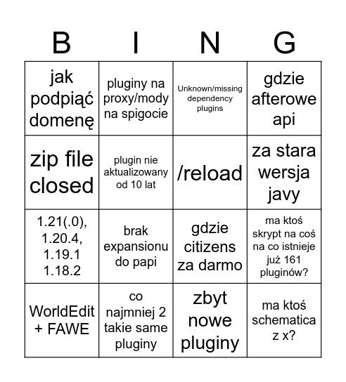 Pomoc Bingo Card